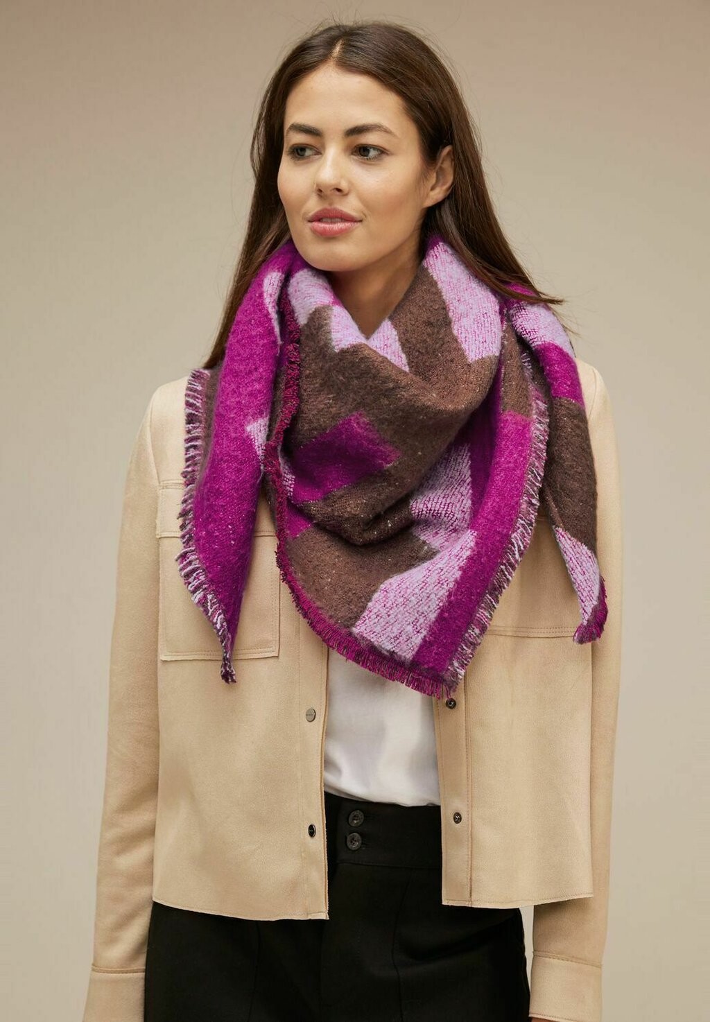 

Шарф Bouclé ​​Tuch Street One, розовый, Коричневый