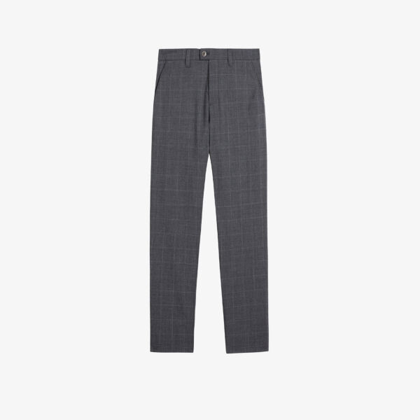 

Шерстяные брюки Kimbar в клетку Ted Baker, цвет charcoal