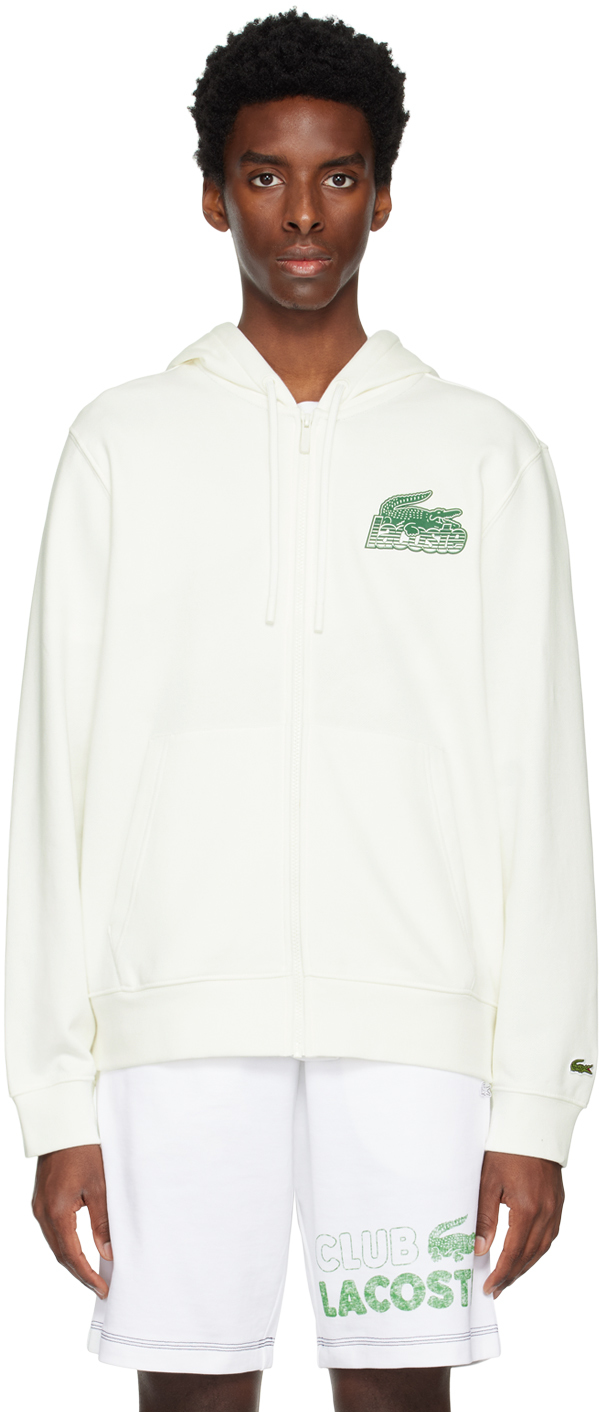 

Белый худи на молнии Lacoste