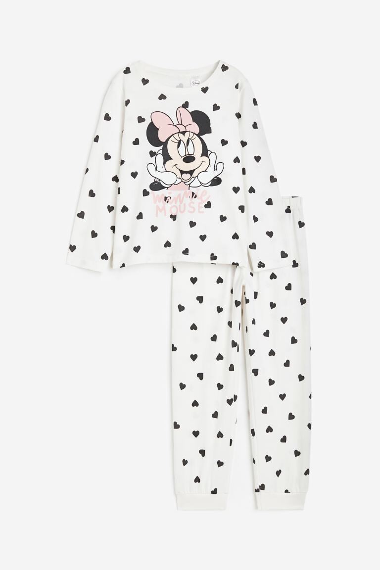 

Пижамный комплект H&M Disney Minnie Mouse Jersey, 2 предмета, белый/черный