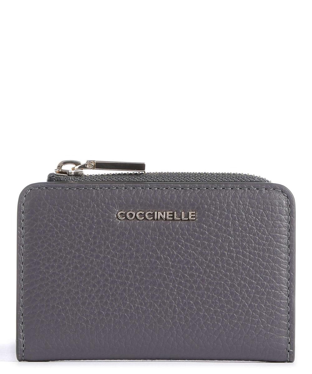 

Мягкий кошелек металлик из зерненой кожи Coccinelle, серый
