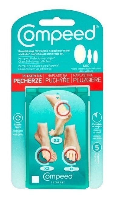 Защитные пластыри от волдырей Compeed Na pęcherze mix, 5 шт спортивный пластырь для волдырей под ногами compeed