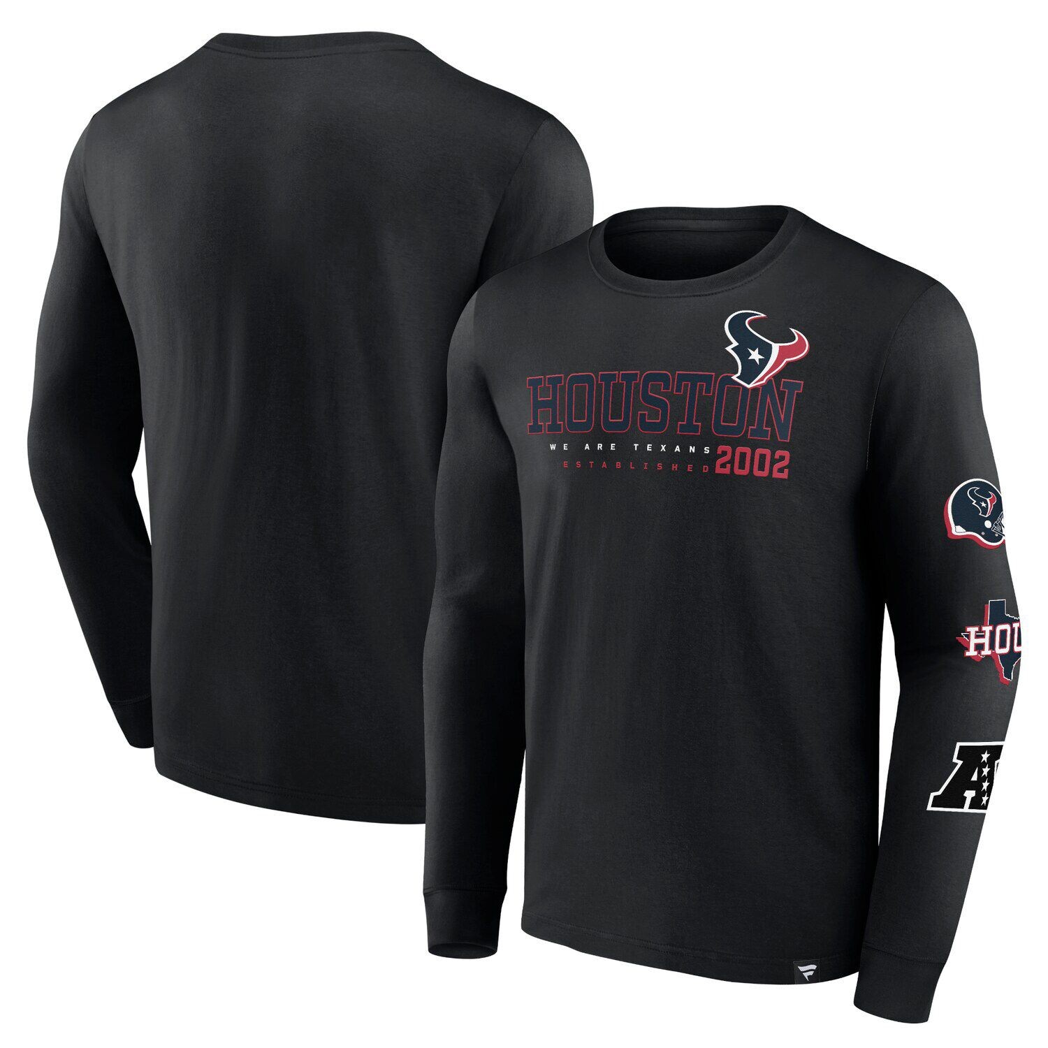 

Мужская футболка с длинным рукавом с логотипом Heather Black Houston Texans High Whip Pitcher Fanatics