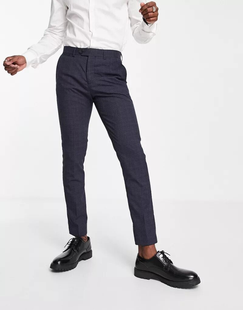 

Брюки узкого кроя Jack & Jones Premium в синюю клетку