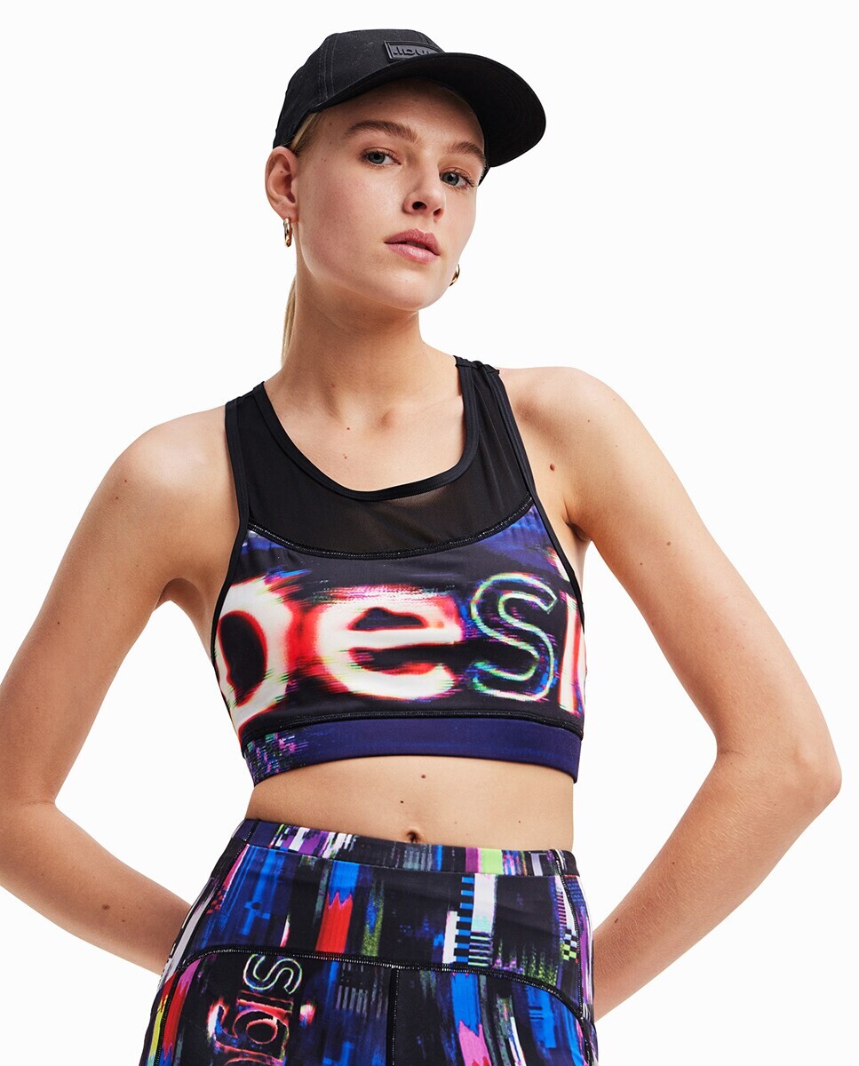 

Спортивный топ с логотипом Desigual, черный