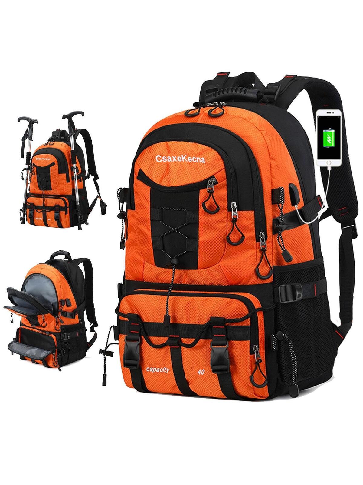 Рюкзак для походов, апельсин цельный рюкзак для мужчин с usb зарядкой многофункциональная водонепроницаемая школьная сумка для колледжа мужской повседневный дорожный