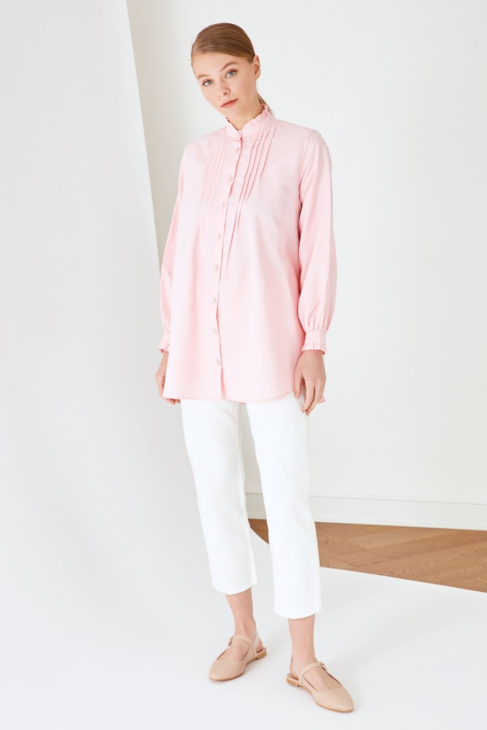 

Рубашка - Розовая - Классический крой Trendyol Modest, розовый