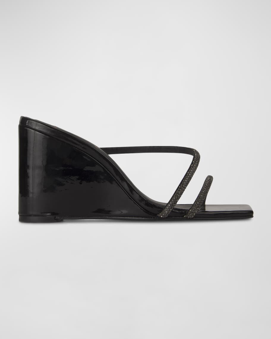 

Босоножки Olivia с кристаллами на танкетке без шлепанца Black Suede Studio