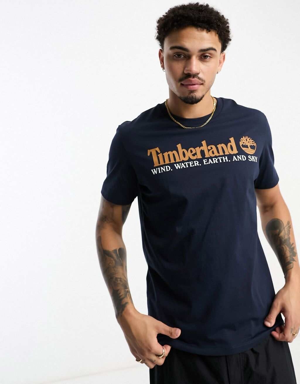 

Темно-синяя футболка с логотипом Timberland yc core