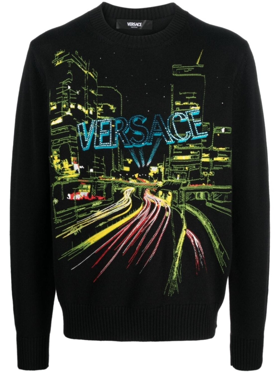 

Versace джемпер с вышивкой City Lights, черный
