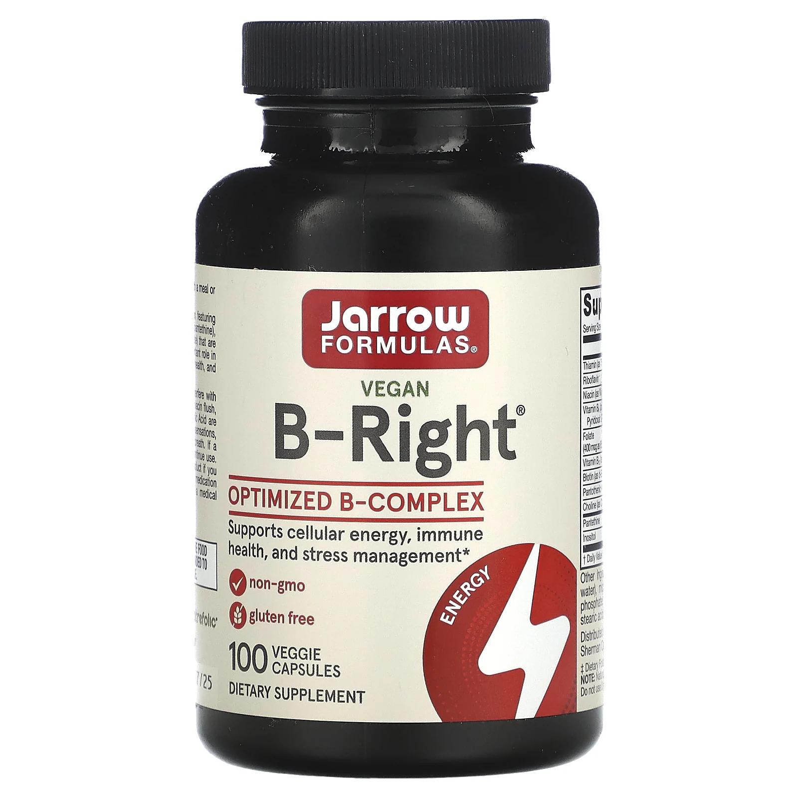Jarrow Formulas B-Right 100 вегетарианских капсул комплекс витаминов для укрепления иммунитета jarrow formulas b right тиамин в капсулах 100 шт
