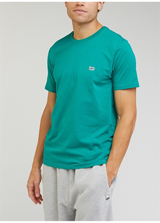 Зеленая мужская футболка с круглым вырезом Lee