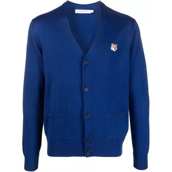 

Кардиган logo-patch knitwear cardigan Maison Kitsune, синий