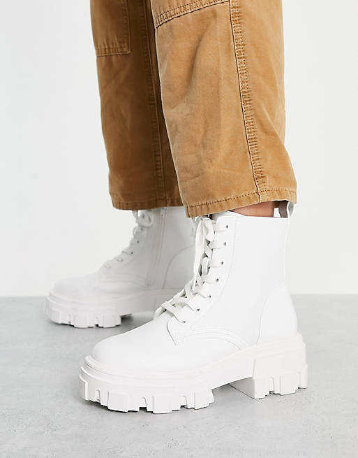 

Белые массивные ботильоны на шнуровке ASOS DESIGN Anya, Белый