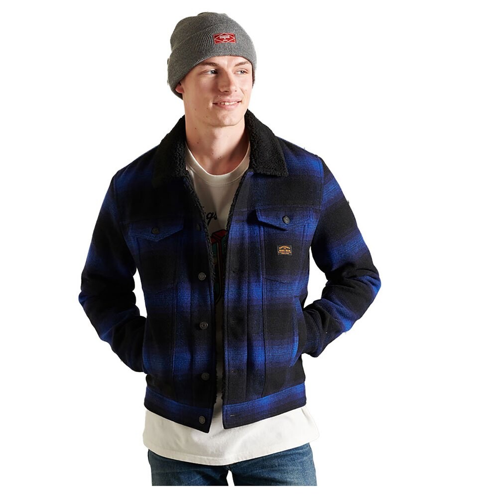 

Куртка Superdry Highwayman Wool Sherpa Trucker, синий