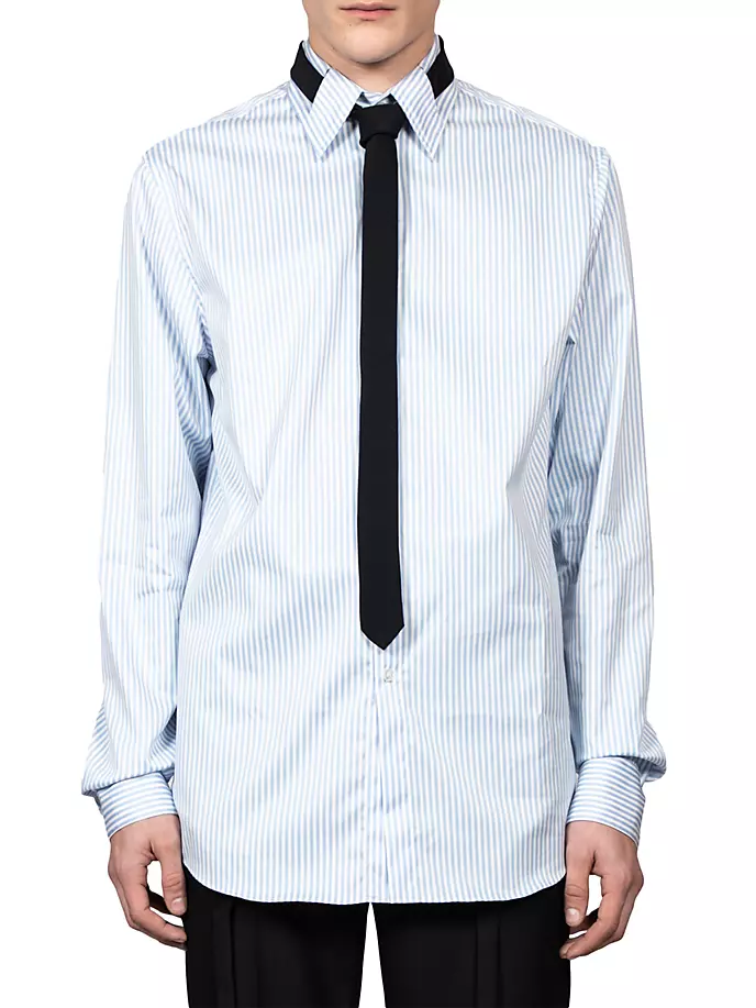 Рубашка из поплина с полосками и пуговицами спереди Egonlab, цвет blue stripes