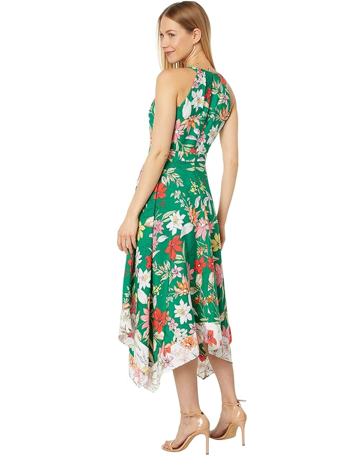 Платье Vince Camuto Floral Halter Neck Handkerchief Dress, цвет Green Multi