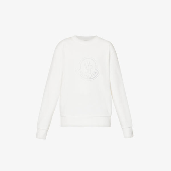 

Толстовка из смесового хлопка с фирменным декором и стразами Moncler, слоновая кость, Бежевый