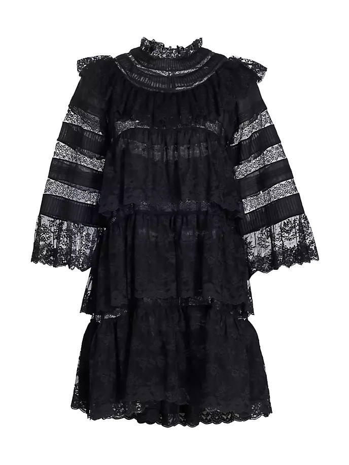 Многоярусное кружевное платье Oralie D Ô E N, черный