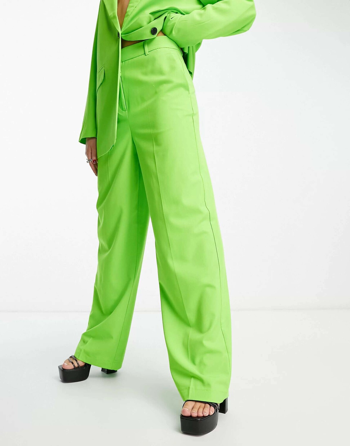 

Комбинированные широкие брюки цитрусового цвета Vero Moda