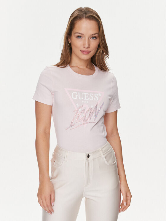 

Футболка узкого кроя Guess, розовый