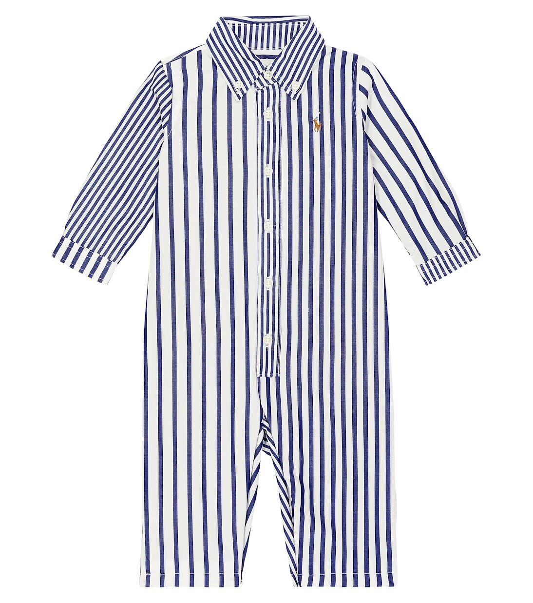 

Детский хлопковый комбинезон в полоску Polo Ralph Lauren Kids, синий