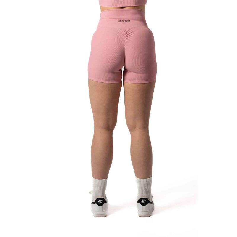 Бесшовные шорты в рубчик v2 Scrunch Fitness Pink AESTHETIC WOLF, цвет rosa