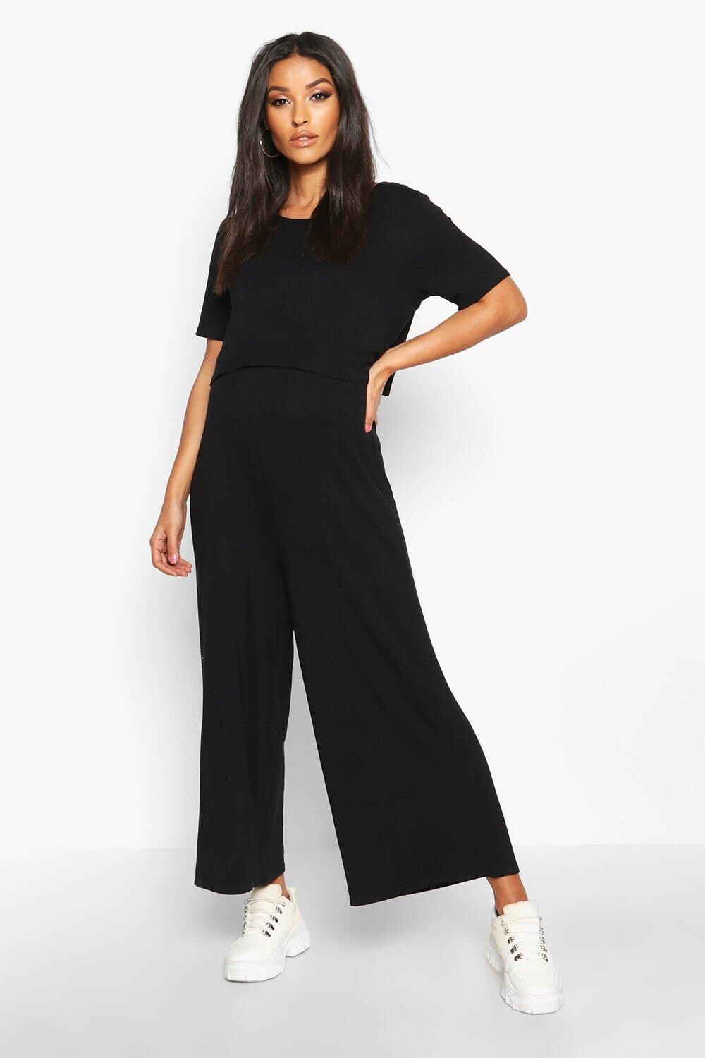 

Комбинезон-кюлот для кормящих Boohoo, черный