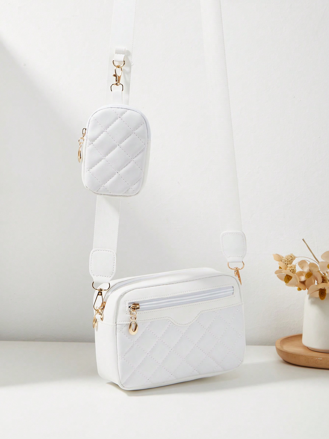 Женская сумка через плечо с вышивкой, мини-сумка с цепным ремешком, белый фото