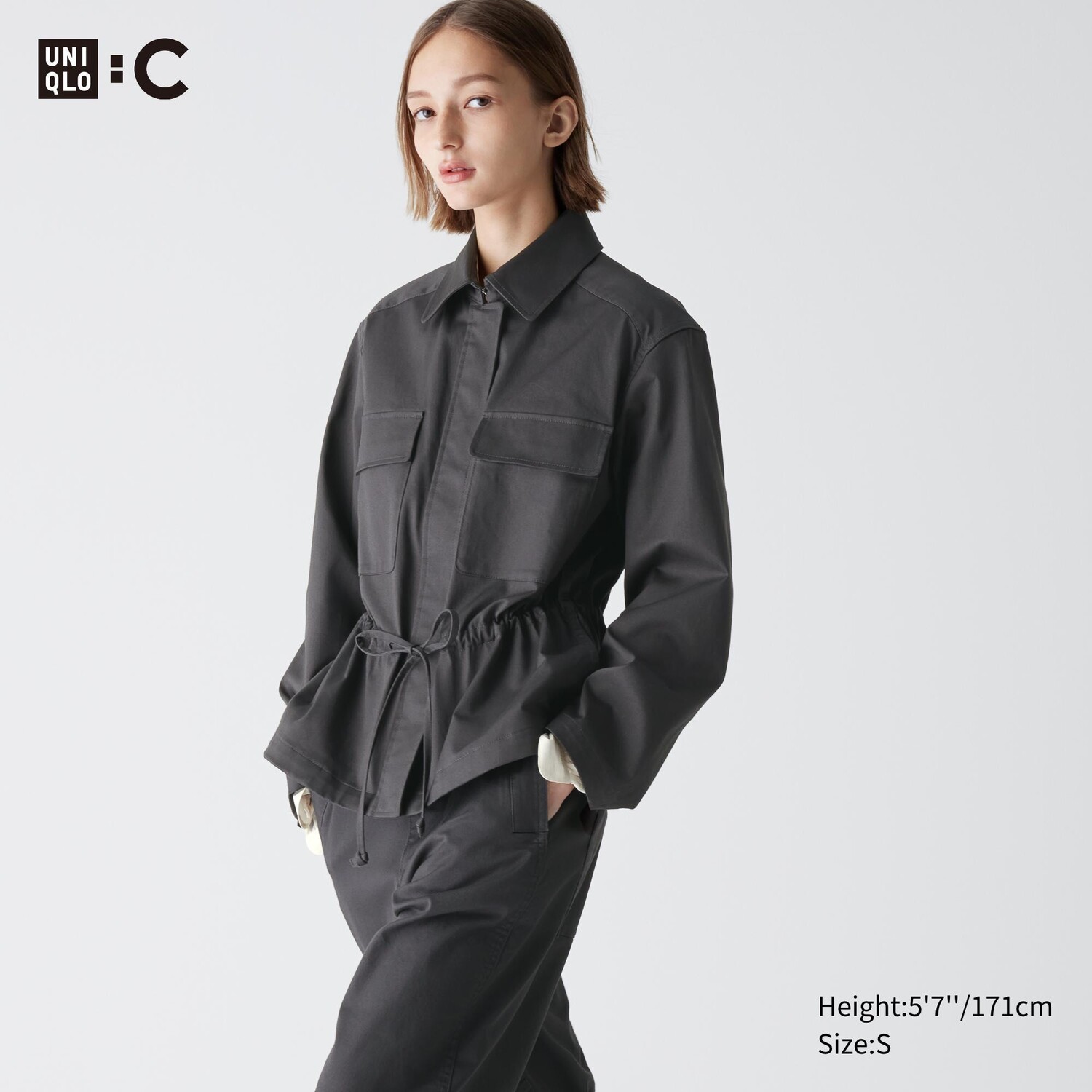 Куртка из полухлопка UNIQLO, темно-серый куртка uniqlo comfort 2b из хлопка темно серый