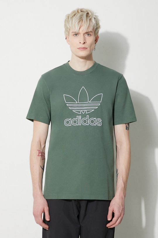 

Хлопковая футболка Trefoil Tee adidas Originals, зеленый