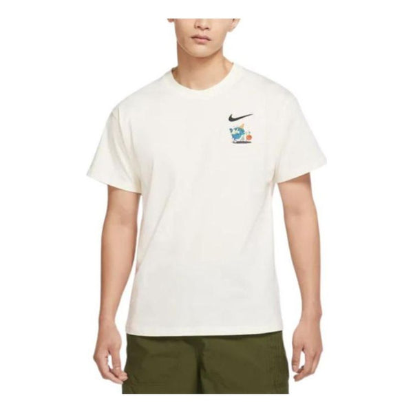 Футболка Men's Nike Logo Alphabet Cartoon Pattern Printing Round Neck Short Sleeve White T-Shirt, мультиколор
