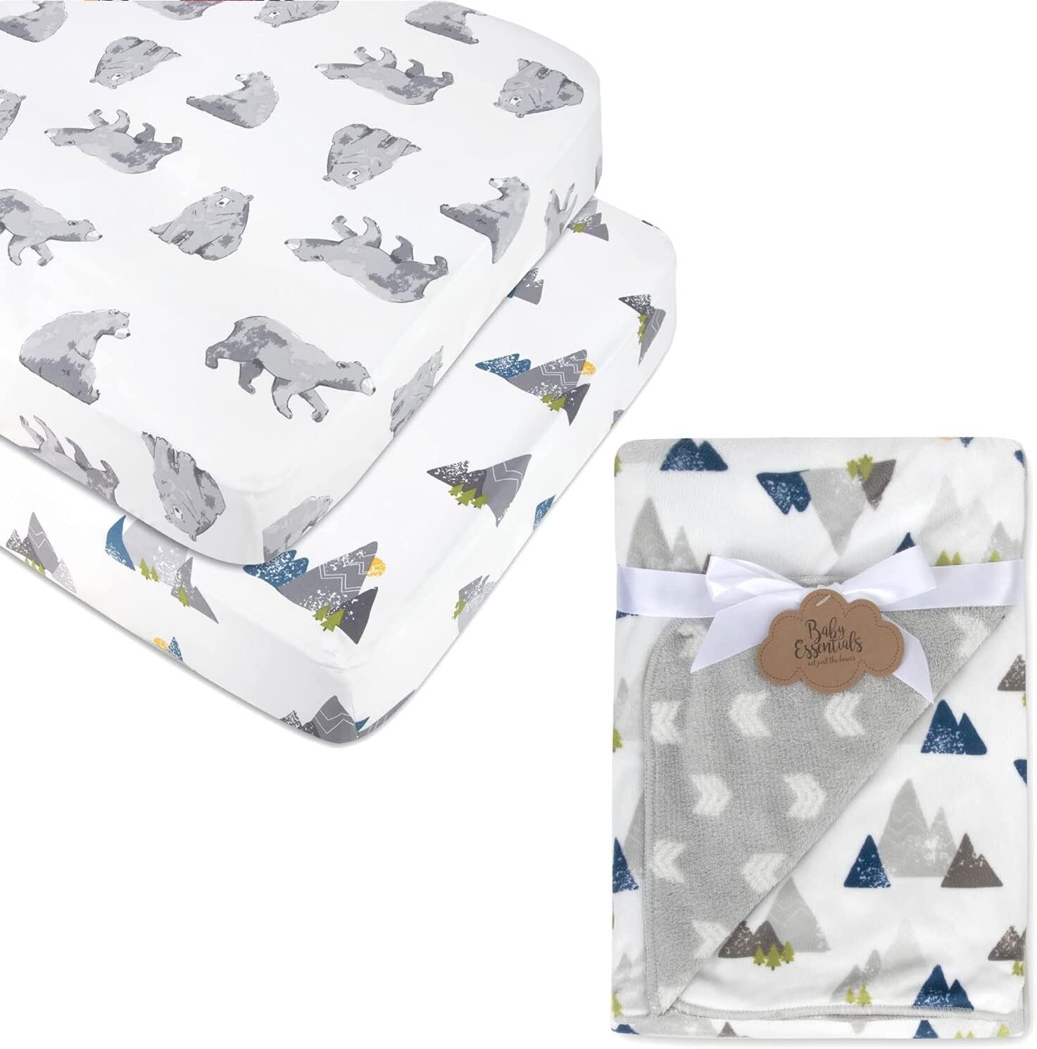 

Защитное одеяло Baby Essentials Bear Mountain Scene, комплект постельного белья для кроватки медведя для мальчиков и девочек