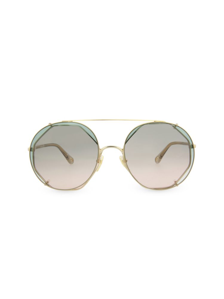 Круглые солнцезащитные очки 57MM Chloé, золото