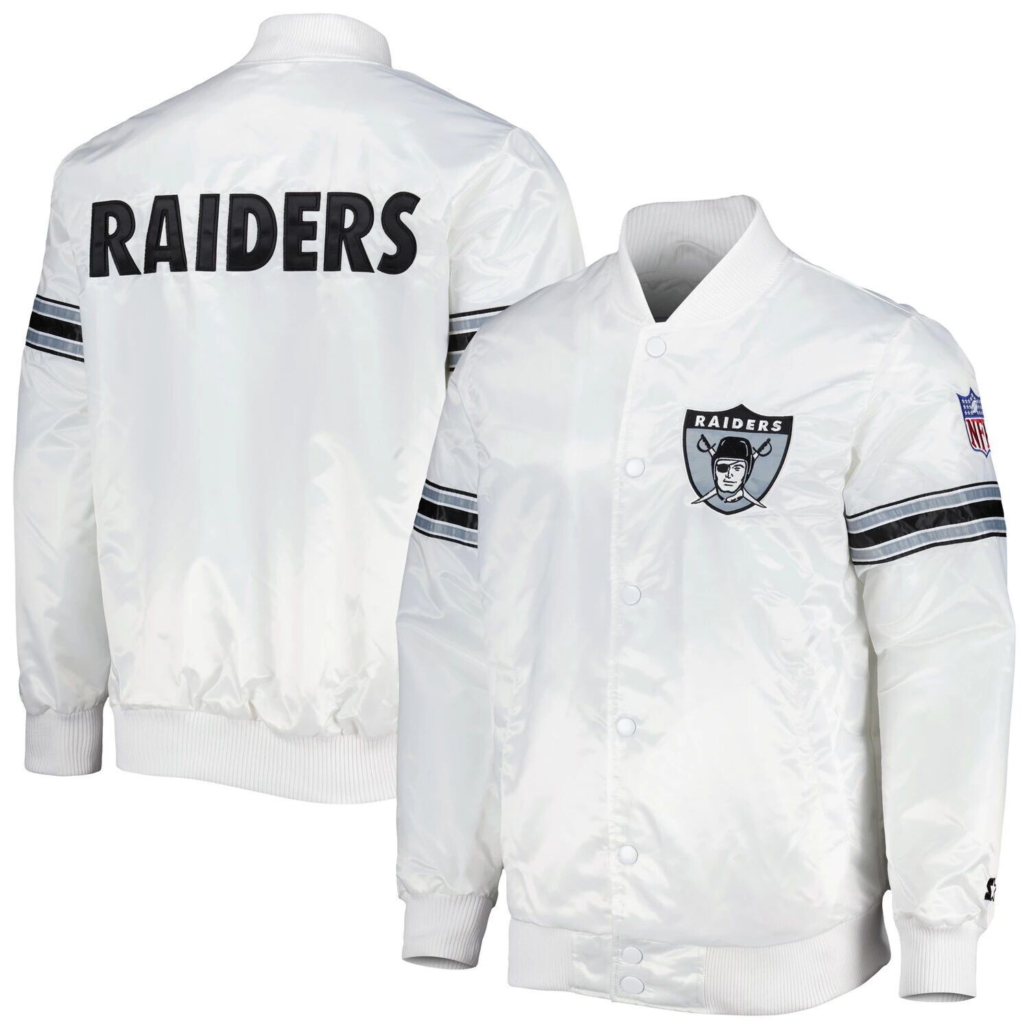 

Мужская белая куртка на кнопках Las Vegas Raiders The Power Forward Starter
