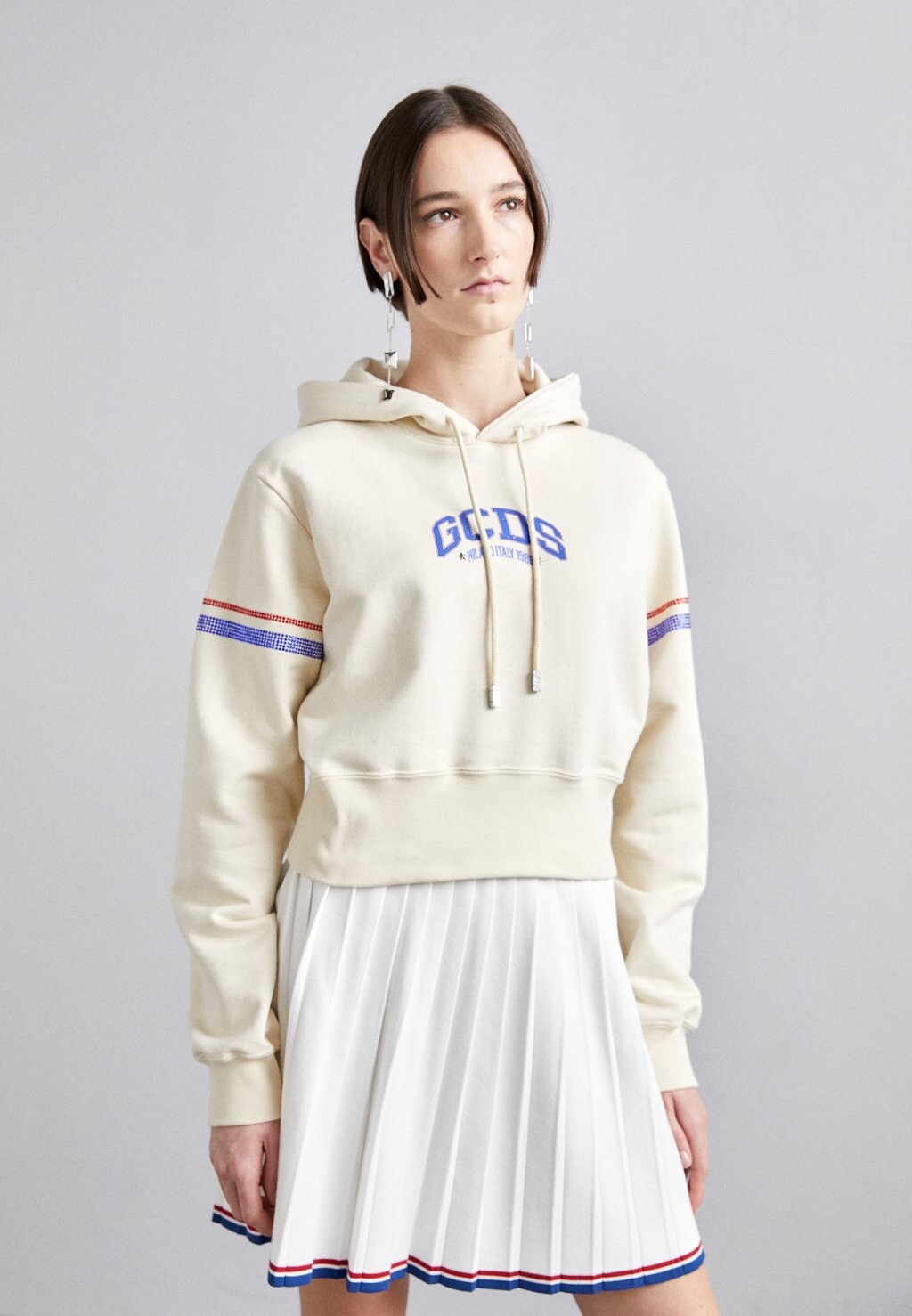 

Толстовка Cropped Logo GCDS, цвет off white