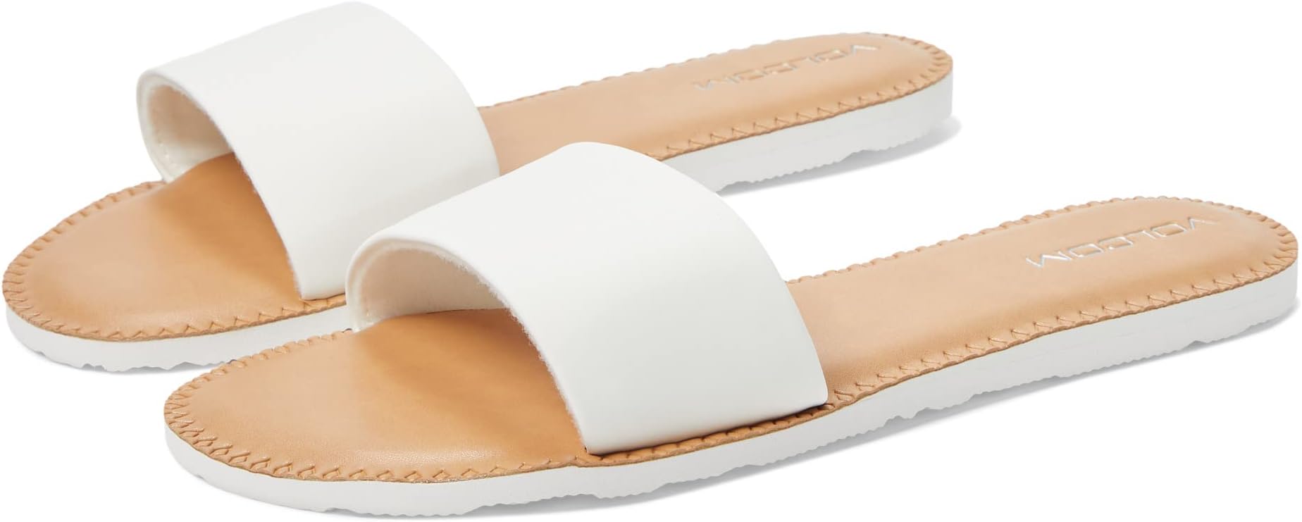 цена Сандалии на плоской подошве Simple Slide Sandals Volcom, белый
