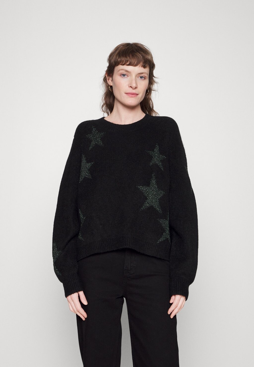 

Свитер AllSaints, черный/зеленый