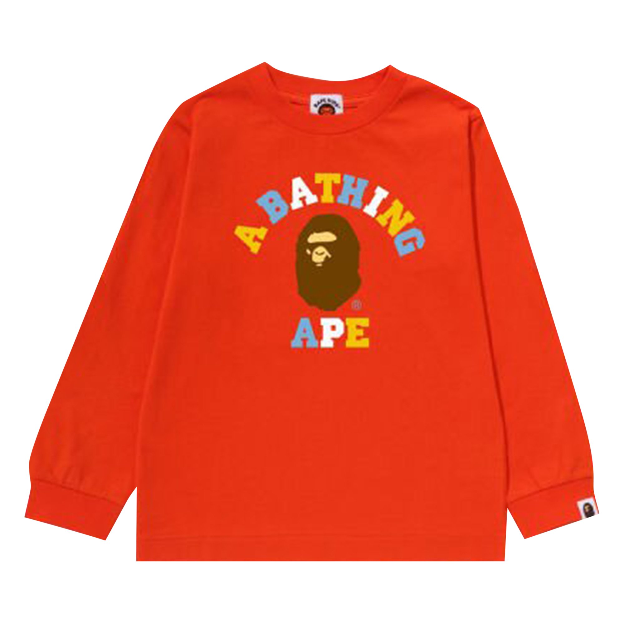 

Футболка с длинными рукавами для колледжа BAPE Kids Colors, оранжевая, Оранжевый