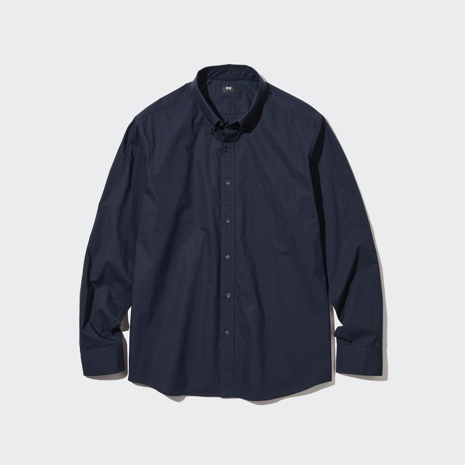 

Рубашка UNIQLO из тонкого хлопка текстурированая, темно-синий