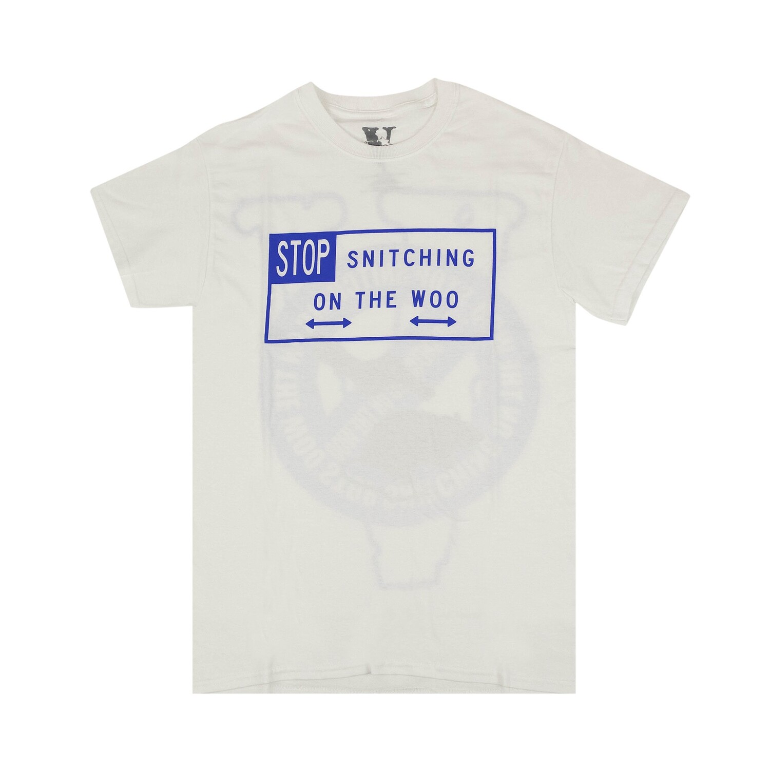 

Футболка с короткими рукавами Vlone x Pop Smoke Stop Snitting, цвет Белый/Синий