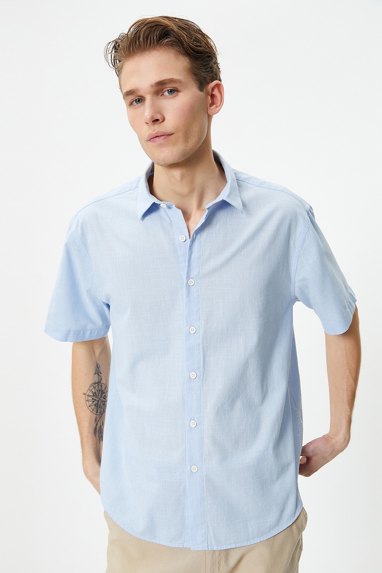 Хлопковая рубашка с короткими рукавами Koton, синий