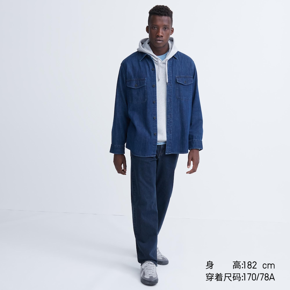 

Мужские/женские свободные прямые джинсы Uniqlo (новый стиль потертых повседневных брюк)