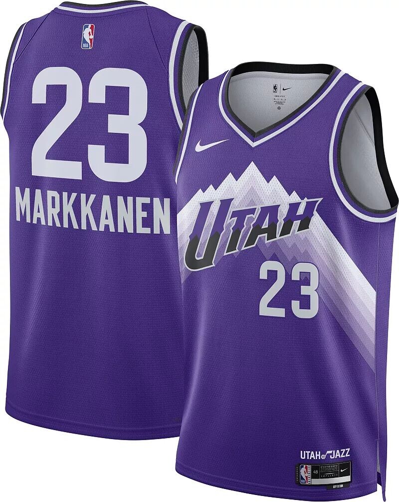 

Мужская футболка Nike City Edition Utah Jazz Lauri Markkanen #23 Purple Swingman 2023-24