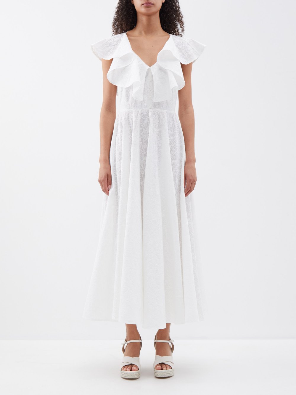 

Платье vacation theophila из хлопка с оборками Erdem, белый