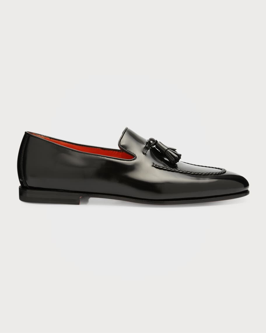 

Мужские лоферы с кисточками из полированной кожи гризли Santoni
