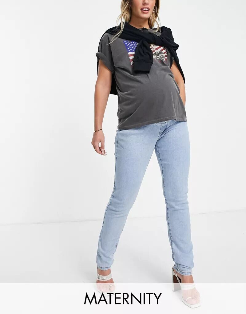 

Синие комфортные эластичные джинсы для мам Missguided Riot