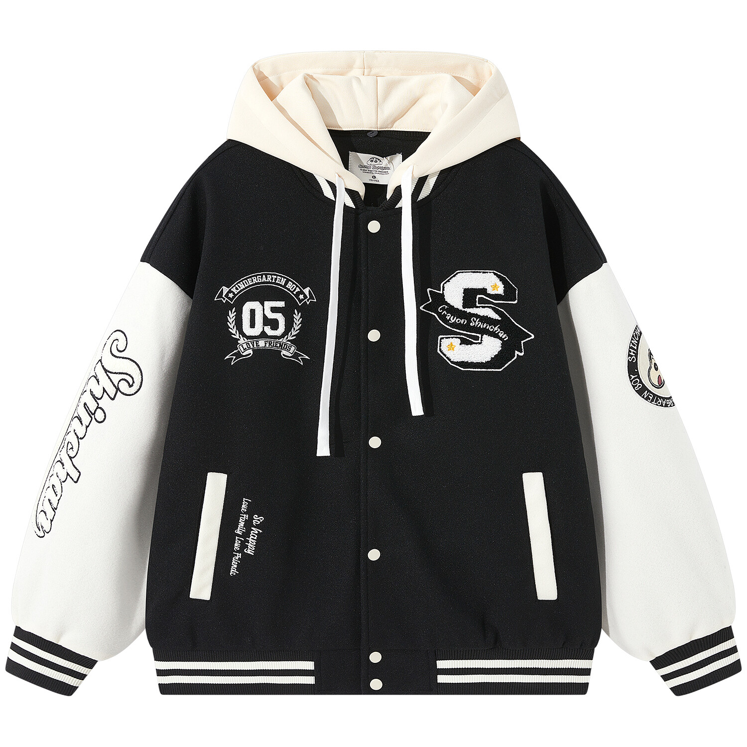 

Бейсбольная куртка унисекс Crayon Shinchan, цвет Black 【Hooded】