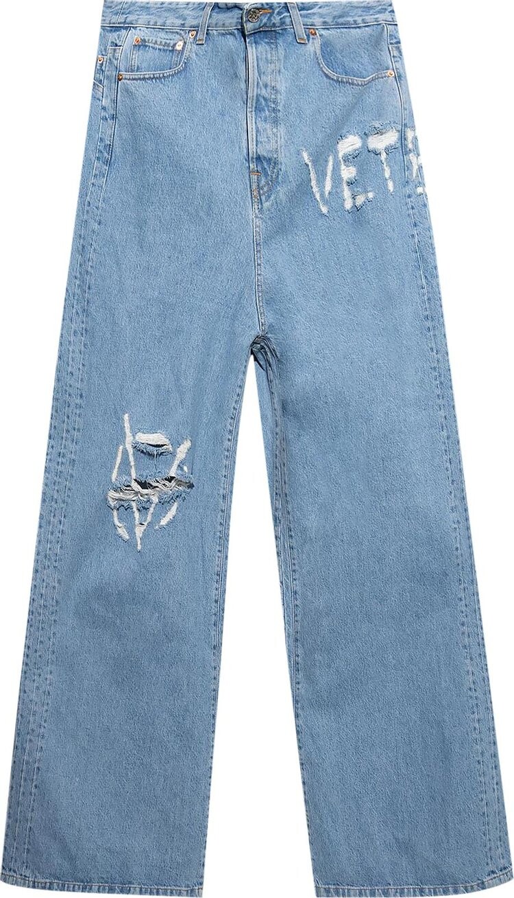 

Джинсы Vetements Logo Destroyed Baggy 'Light Blue', синий