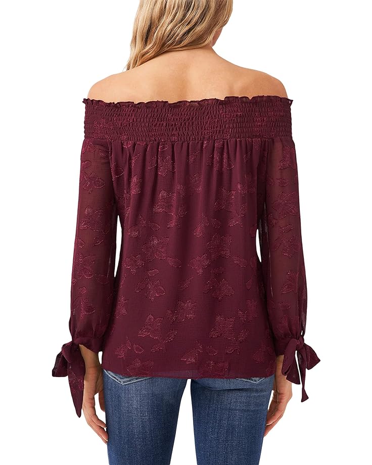 

Блуза CeCe Off-the-Shoulder Floral Jacquard Blouse, цвет Rich Cabernet